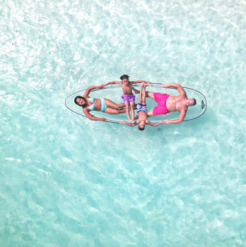 family clear kayak photoshoot Turks and Caicos