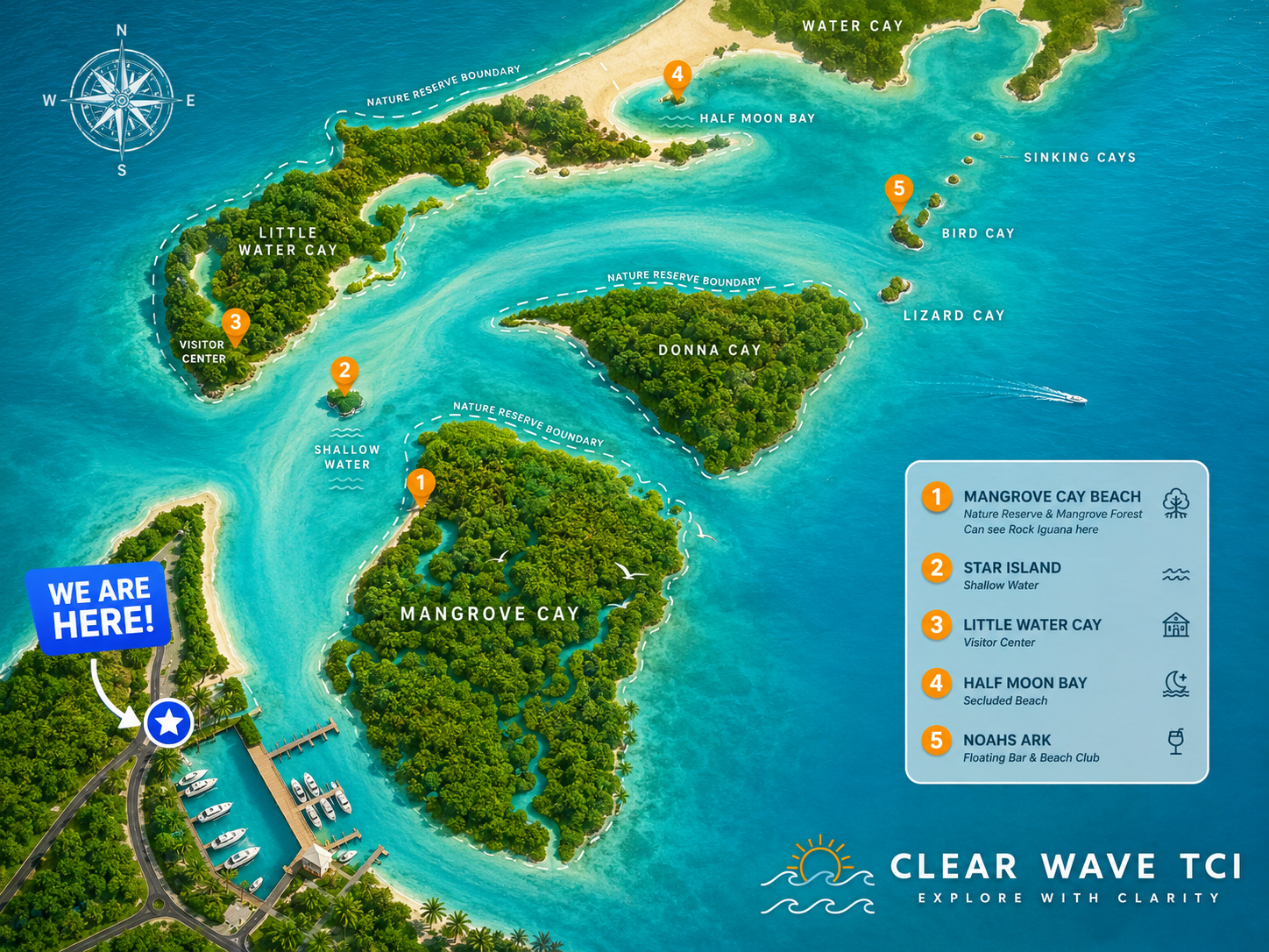 Clear Wave cancellation policy for Turks and Caicos tours